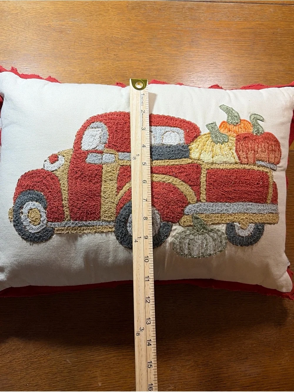 The Prairie by Rachel Ashwell Fall Truck Pumpkin Embroidered Throw Pillow